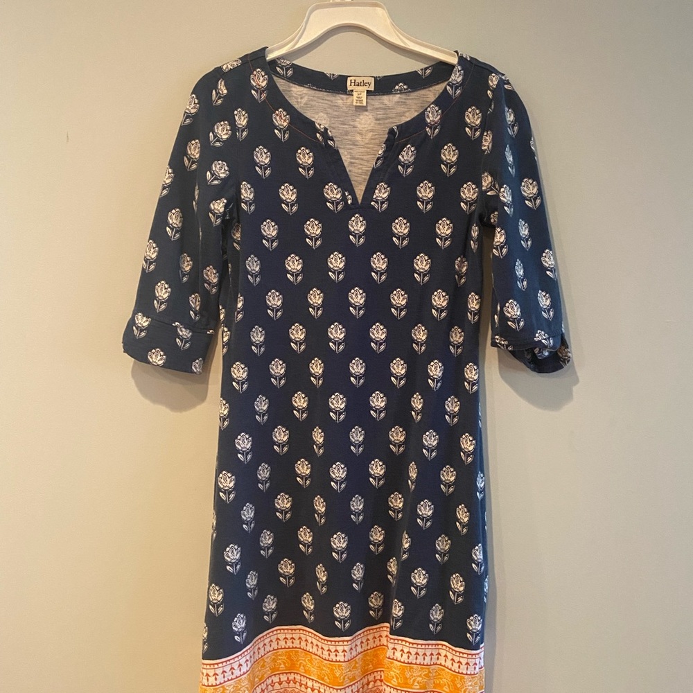 3/4 sleeve patterned dress